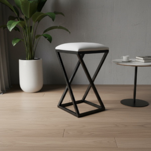 Banqueta Z Baixa 50 cm com Armação de Metal Branco