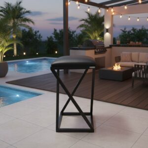 Banqueta Z Baixa 50 cm com Armação de Metal Preto