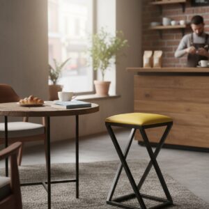 Banqueta Z Baixa 50 cm com Armação de Metal Amarelo