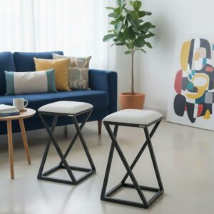 Kit 2 Banquetas Z Baixa 50 cm com Armação de Metal Branco