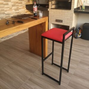 Banqueta Quadrada Alta Clássica Cozinha Gourmet