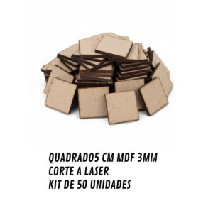Kit 50 Bases Quadrado MDF CRU Aplique Bolacha 5cm