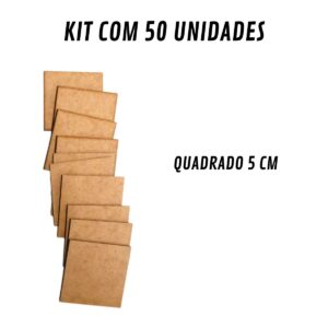 50 Bolacha Quadrada 5 cm MDF 3MM
