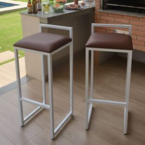 Kit 2 Banquetas Alta Metalon Marrom