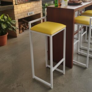 Cadeira Alta Banqueta Bar Balcão Bancada Banco Cozinha Amarelo