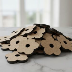 Aplique Flor mdf cru tamanho 3cm x 3cm para decoração e artesanato