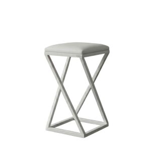 Banqueta Z Baixa 50 cm com Armação de Metal Branco Lari