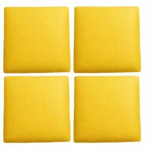 KIT 4 Assento Quadrado Estofado (30 Cm) Em Corino Para Banqueta Ou Cadeira assento para reposição base parafusável Amarelo
