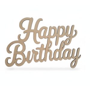 Placa "Happy Birthday" em MDF Cru 35x22 cm – Decoração de Aniversário