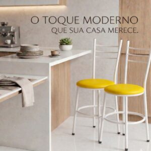 Kit 2 Cadeira de Cozinha Tubular Amarelo