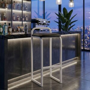 Banqueta Alta Cozinha Bar Balcão Bistrô Industrial Assento Estofado Lara Preto