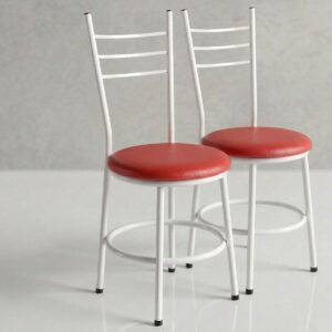 Kit 2 Cadeiras Conforto Estilo Sofisticada Moderna Sala de Jantar Cozinha Varanda Área Gourmet Vermelha